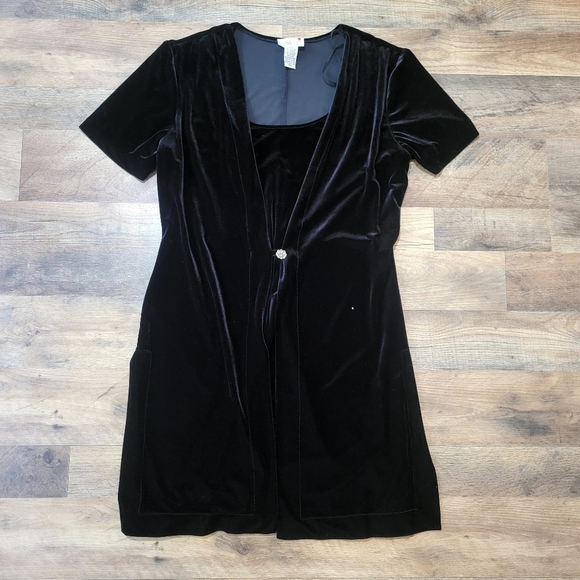 Vintage 90's Scarlett Velvet Short Sleeve Front Wrap Tie Dress Size 9/10 - Picture 1 of 6